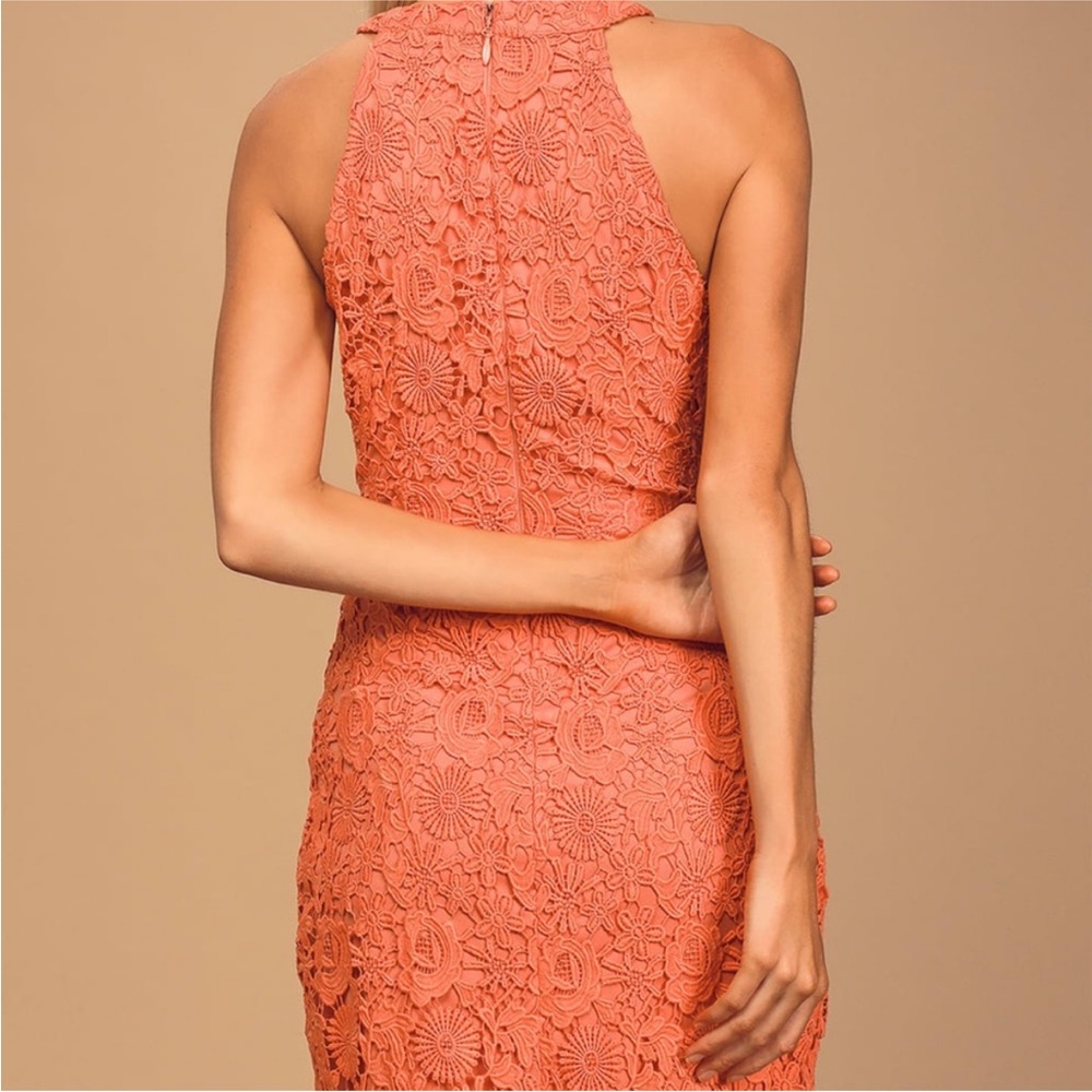 Love poem coral orange lace mini dress - Picture 3 of 7
